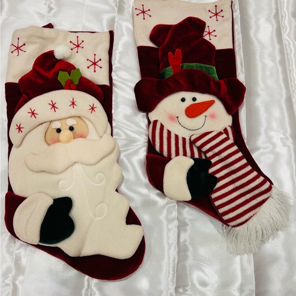 Festive Santa and Snowman Christmas Stockings a set of two...